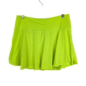 Womens Neon Green Athletic Skort With Built In Shorts Polyester Stretch Size XL